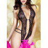 Chilirose Body string dentelle avec strass - Noir
